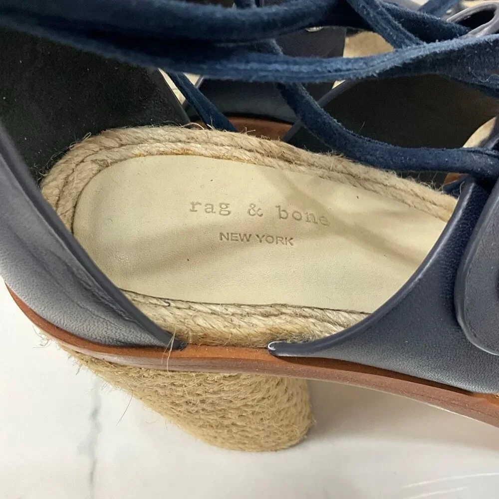 RAG & BONE Eden Block Heel Espadrille Ankle Wrap Sandals